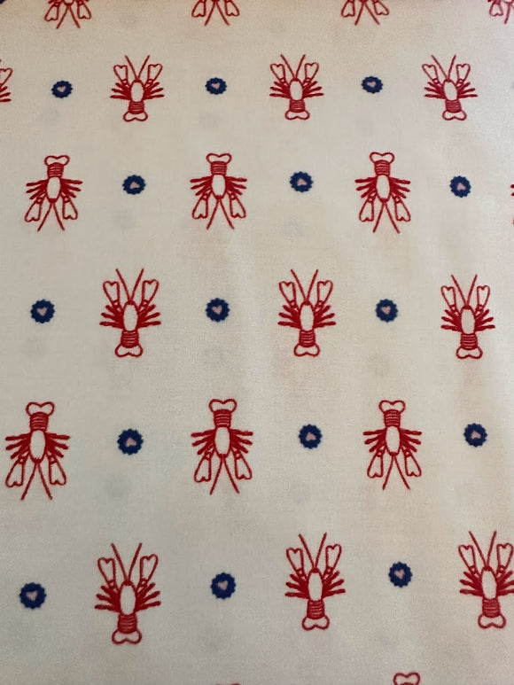 Ellie Gaytor Cotton Fabric  Crawfish Hearts