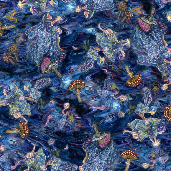Astral Voyage Mushroom Toss Cotton Fabric  by 3 Wishes Fabric