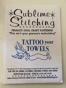 Sublime Stitching Tattoo your Towels Embroidery Transfer